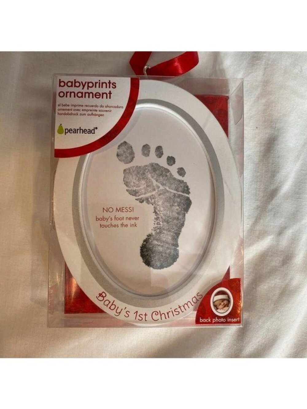 Pearhead Babyprints Newborn Baby Handprint or Footprint Double-Sided Photo Ornam